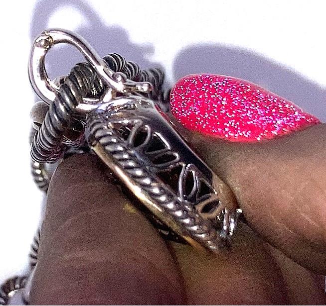 Image for ESTATE- Michele Albala Sterling Silver Checkerboard Smoky Quartz Pendant Cable SS Chain