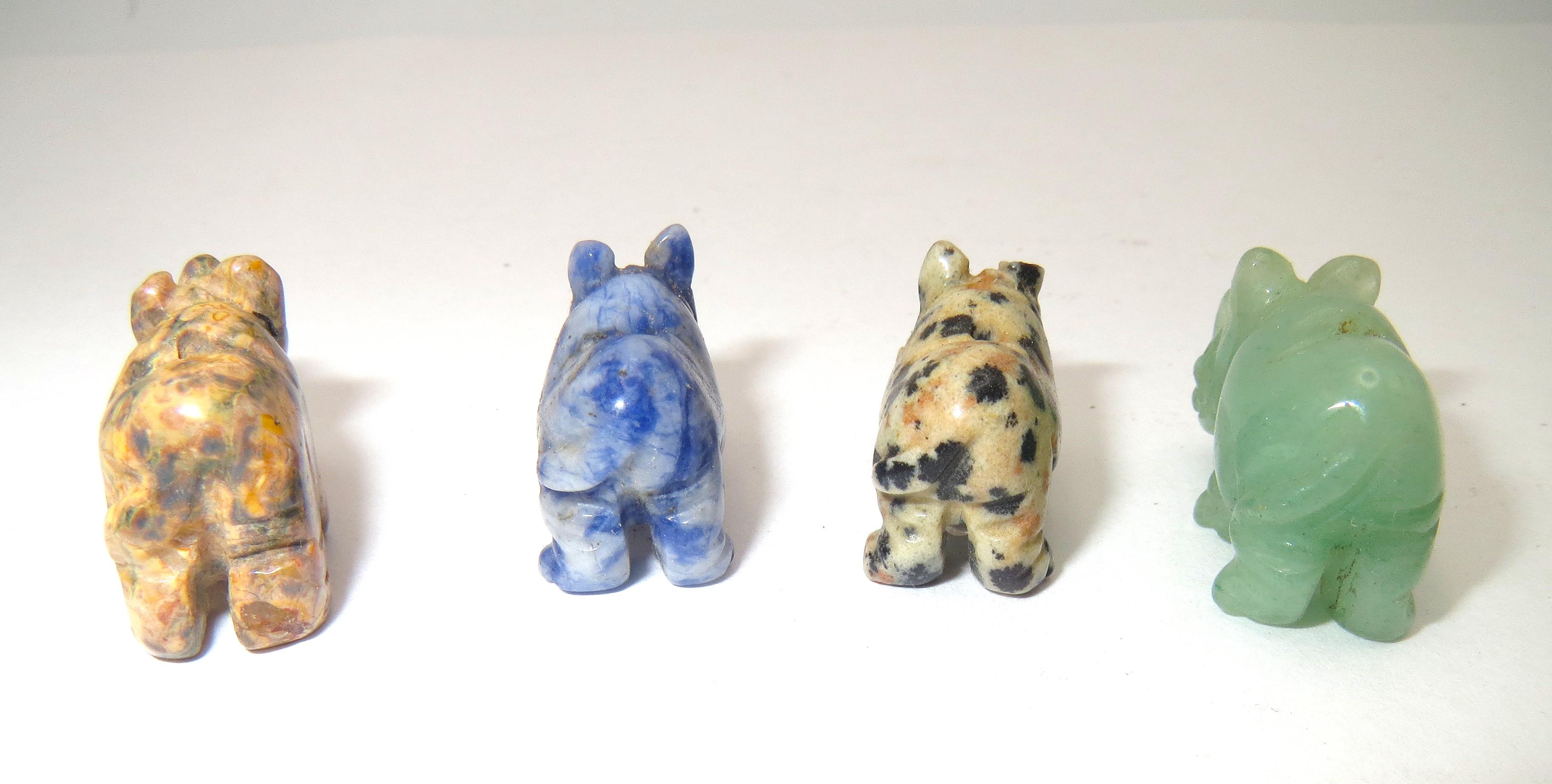 Image for Gemstone hand carved Rhino Beads miniatures set of 4