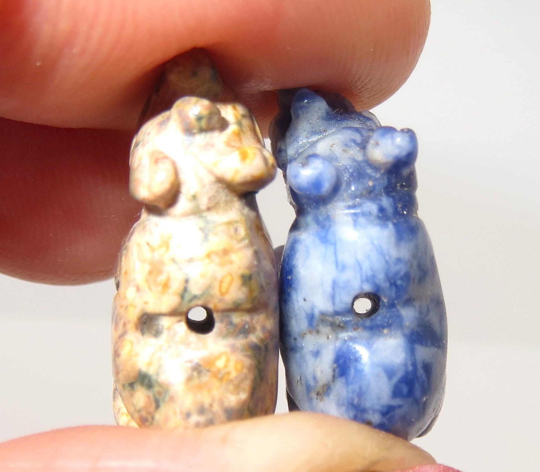 Image for Gemstone hand carved Rhino Beads miniatures set of 4