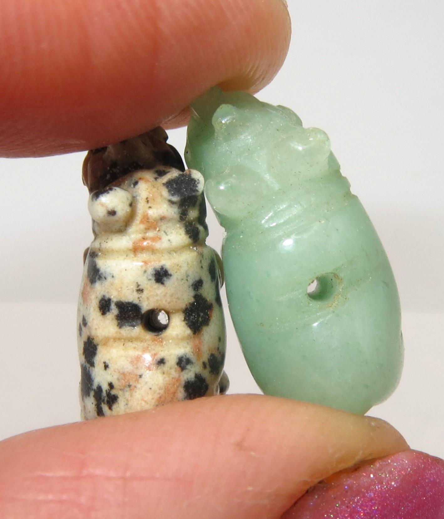 Image for Gemstone hand carved Rhino Beads miniatures set of 4
