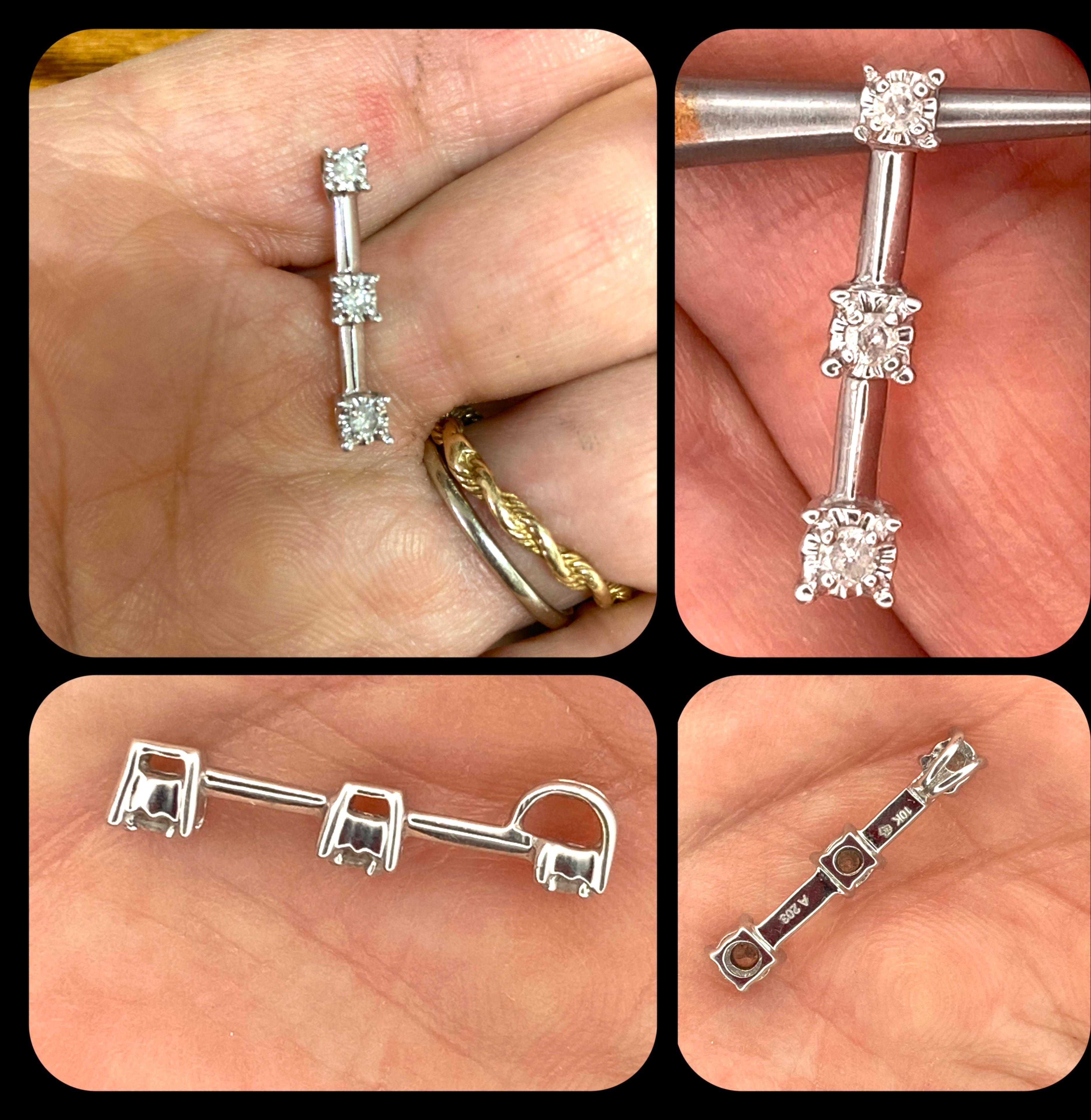 Image for Natural 3 stone Diamond Pendant set in 10k White Gold