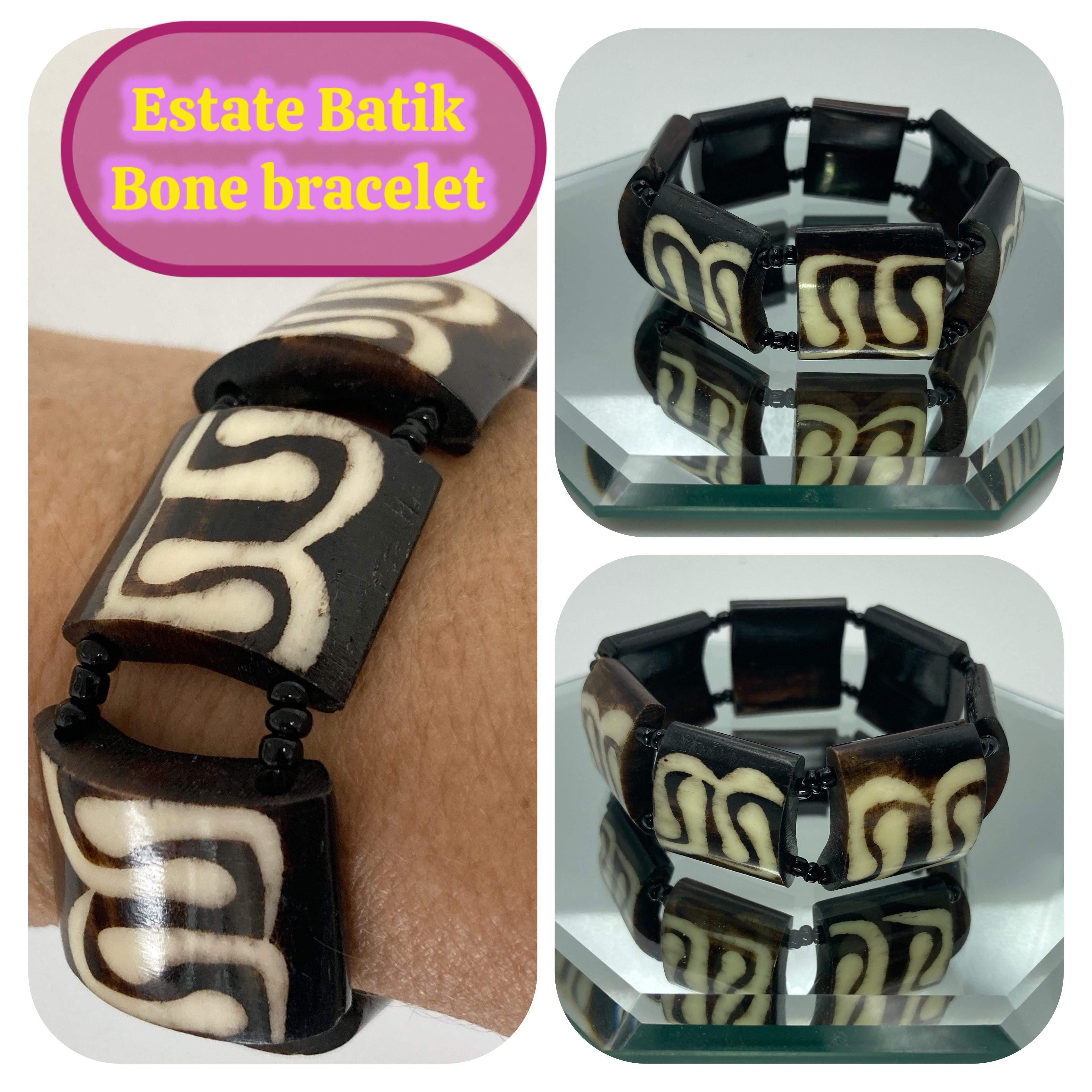 Image for Estate Batik Bone Bracelet 7 1/4 inch