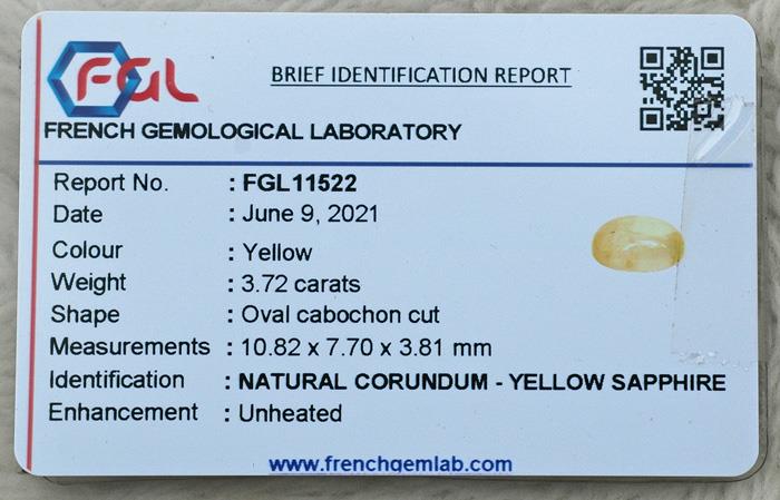 Image for LARGE!! Natural Sri Lanka Unheated Yellow Sapphire Cabochon 3.72 carat  ** VIDEO **
