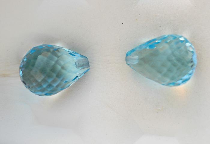 Image for Nigerian Natural Topaz matched faceted Brirolette 23.3 tcw  ** VIDEO **