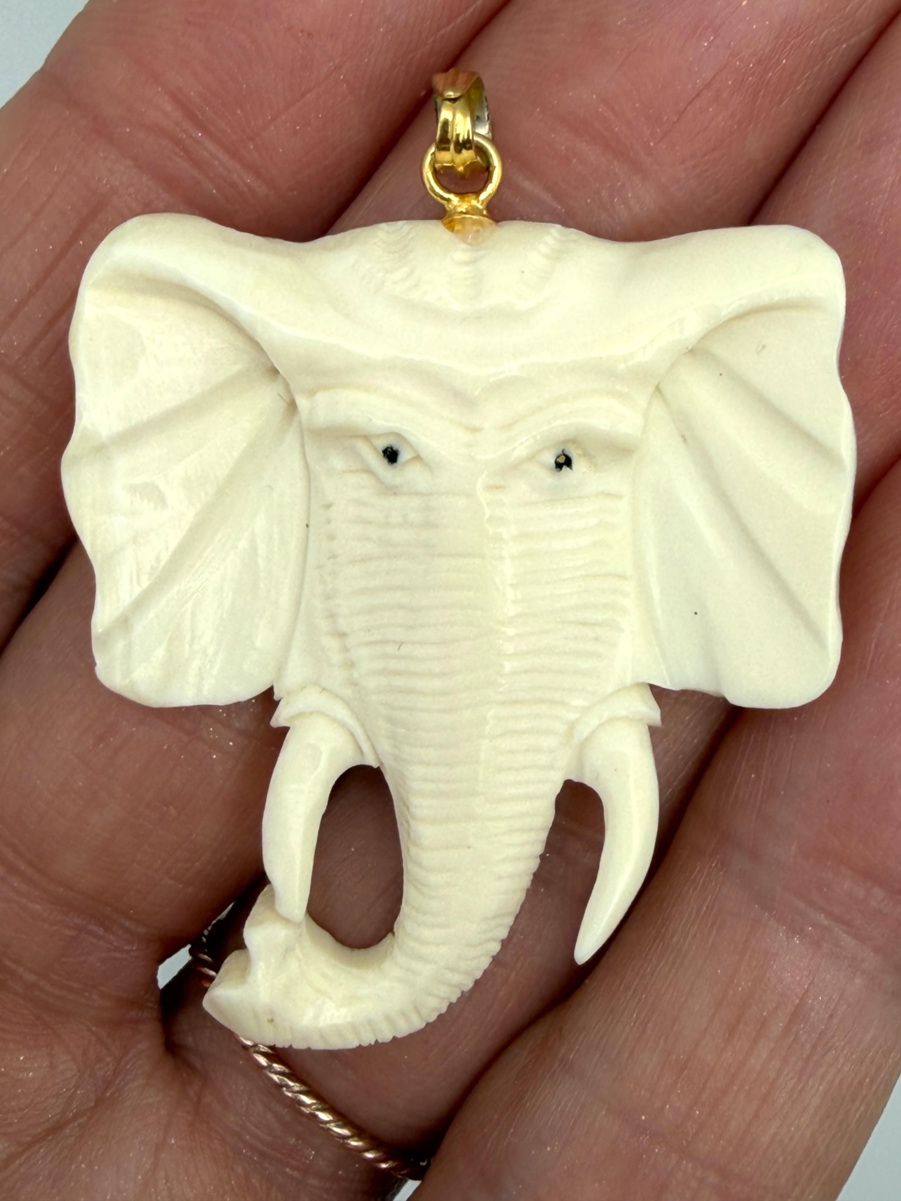 Image for Carved Elephant Head Pendant
