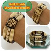 Image for Vintage Batik Carved Bone stretch bracelet 7 inch