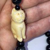 Image for Tiger Eye & carved Cat beads necklace ** VIDEO **
