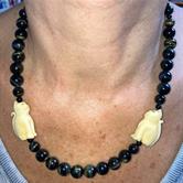 Image for Tiger Eye & carved Cat beads necklace ** VIDEO **