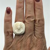 Image for Carved Buffalo Bone Cameo Ring size 7