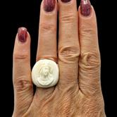 Image for Carved Buffalo Bone Cameo Ring size 7